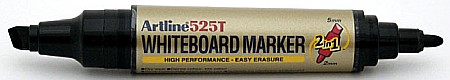 Marker pentru tabla de scris ARTLINE 525T, doua capete - varf rotund 2.0mm/tesit 5.0mm - negru