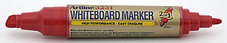 Markere pentru table si flipchart-uri - Marker pentru tabla de scris ARTLINE 525T, doua capete - varf rotund 2.0mm/tesit 5.0mm - rosu