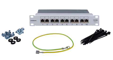 RACK - SCHRACK - PATCHPANEL CAT.6 10 GB CLASS EA, 10'', ECRANAT 10XRJ45G
