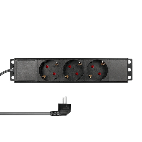 RACK - SCHRACK - PDU 10", 3X SCHUKO, 1U, CABLU 2M, NEGRU, ALU