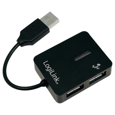 HUBURI - SCHRACK - HUB USB 2.0 4 PORTURI, SMILE, MAX 480MBIT, NEGRU