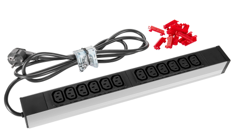 IT - SCHRACK - PDU 19", 12XIEC C13, PROFIL ALU 1U, CABLU CONEXIUNE 2M,NEGRU