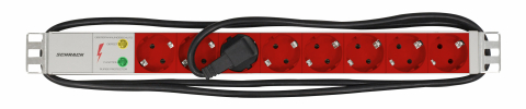 ACCESORII - SCHRACK - PDU 19", 8XSCHUKO(ROSU)+PROT SUPRAT, PROF ALU 1U, 2M,RAL7035
