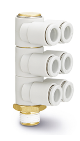 DEPOZIT - SMC - KQZT08-03S, SEXTUPLE BANJO TEE 8mm-R3/8