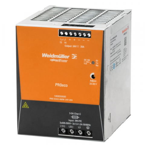SURSE DE ALIMENTARE - WEIDMUELLER - 1469550000, PRO ECO3 480W 24V 20A