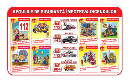 Grădinița - Panou informativ reguli de siguranță împotriva incendiilor