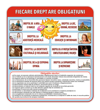 Școala și liceul - Panou informativ reguli și drepturi