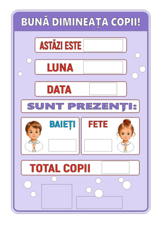 Grădinița - Panou informativ Rutina Zilei pentru Grădiniță