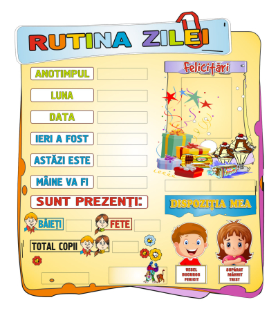 Grădinița - Panou Rutina Zilei pentru Grădiniță