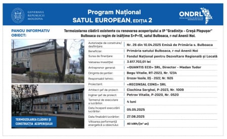 Primăria - Panoul informativ Temporar din Baner  Programului Național "Satul European", Ediția 2 ;(2500 mm x 1500 mm)