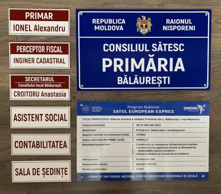 Primăria - Plăcuțe informative și funcționale pentru sediul Primăriei