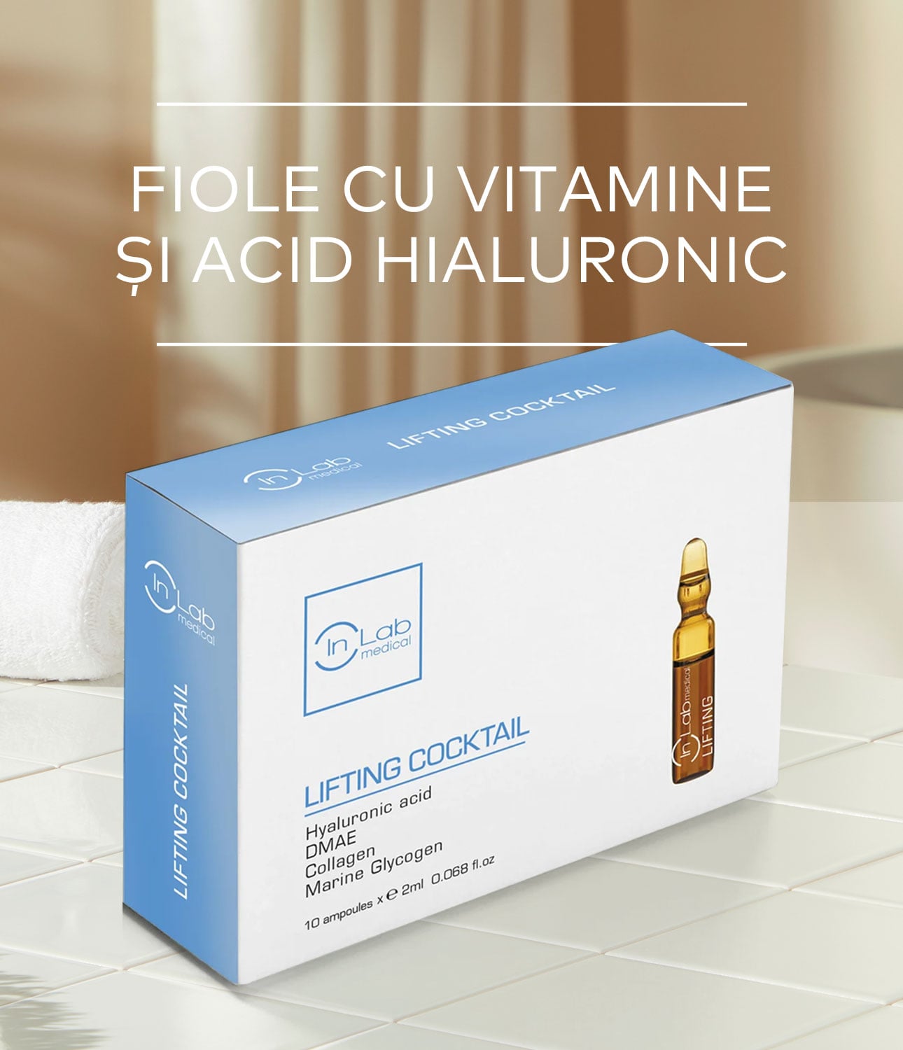 Fiole cu vitamine si acid hialuronic