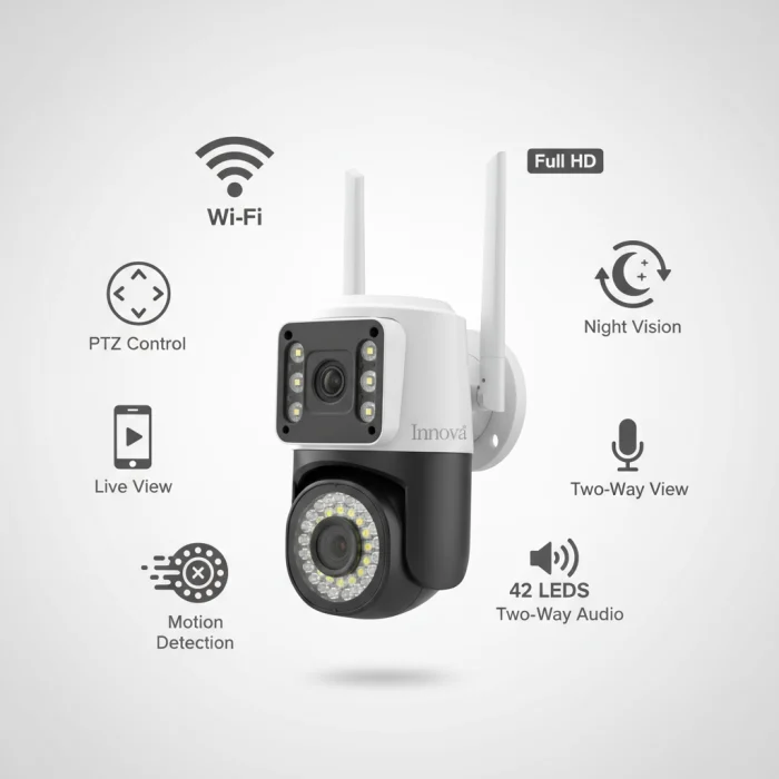 Cameră Video Duala INNOVA VISION SMART 6MP , 42 Led, Vedere 360°, WiFi, Vedere Nocturna,Live pe Telefon [2]