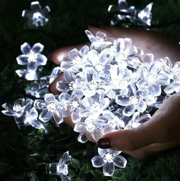 Instalație Solară pentru Grădină - Flori de Cireș cu 50 LED-uri, Alb Cald [2]