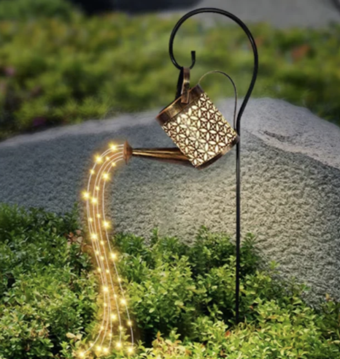 Lampă Solară LED Tip Stropitoare cu Stele, Fier Forjat, Design Retro, Proiecție Lumină Caldă, IP65, 80 cm [2]