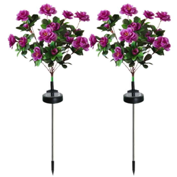 Lampa Solară Set 2 x Trandafiri Roz cu 7 Flori LED M373-8 – Decor Floral de Gradina, IP66, 60cm, Iluminare Calda [2]