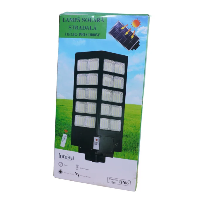 Lampa Solara Stradala Helio PRO Innova 1000W – LED 80 000 lm, Senzor Miscare, Senzor Lumina IP66, Telecomanda & Suport Prindere [2]