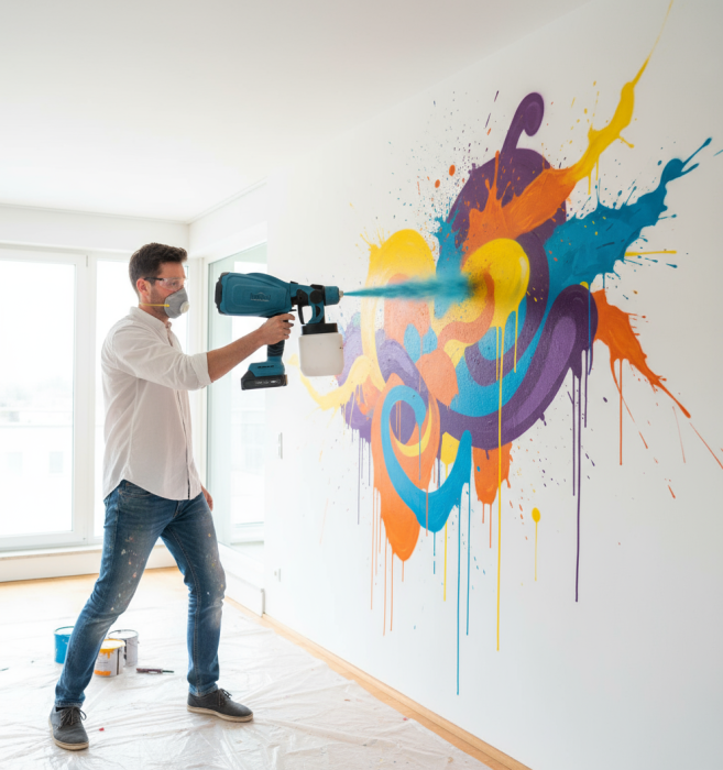 Pistol de Pulverizare Electric, Fără Fir, 800W, 48V, 2 Acumulatori Li-Ion, 800 ml, HVLP, Pulverizare Fină, Innova [3]