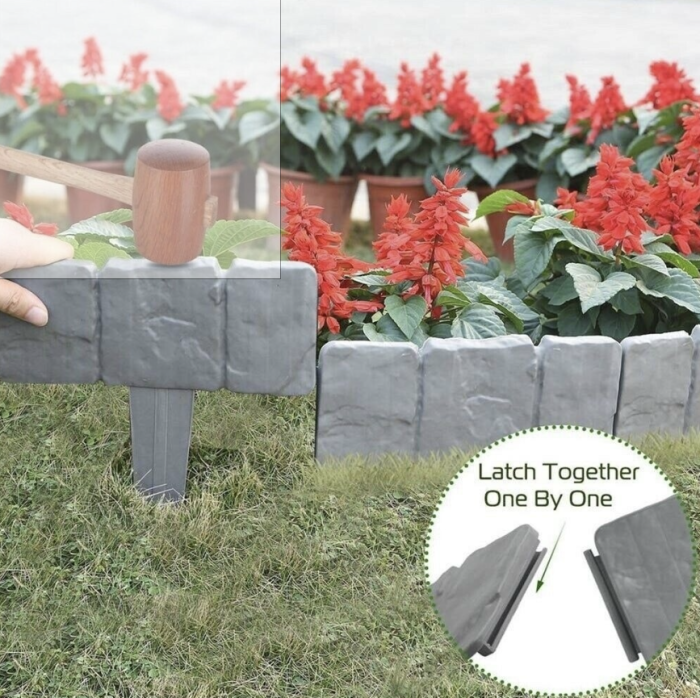 Set 10 x Gard Decorativ cu Aspect de Piatra Pentru Gazon sau Flori [3]