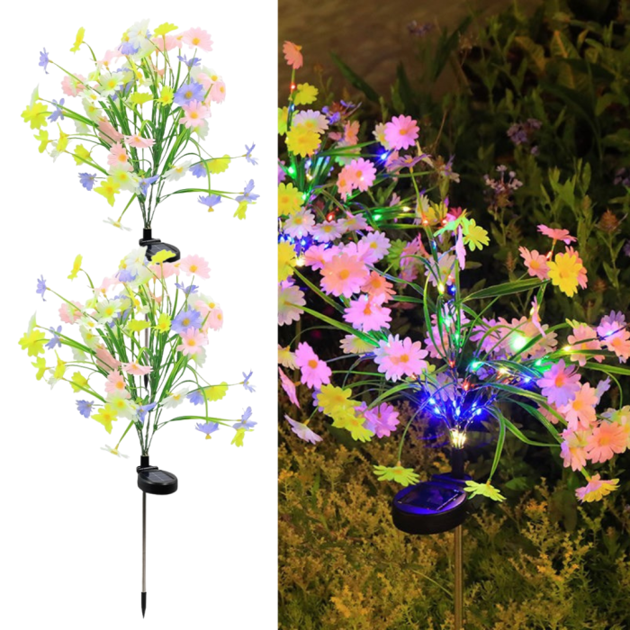 Set 2 Lampi Solare tip Buchet de Margarete Decorative M374-4, 70cm, lumina colorata, IP66, panou solar integrat [1]