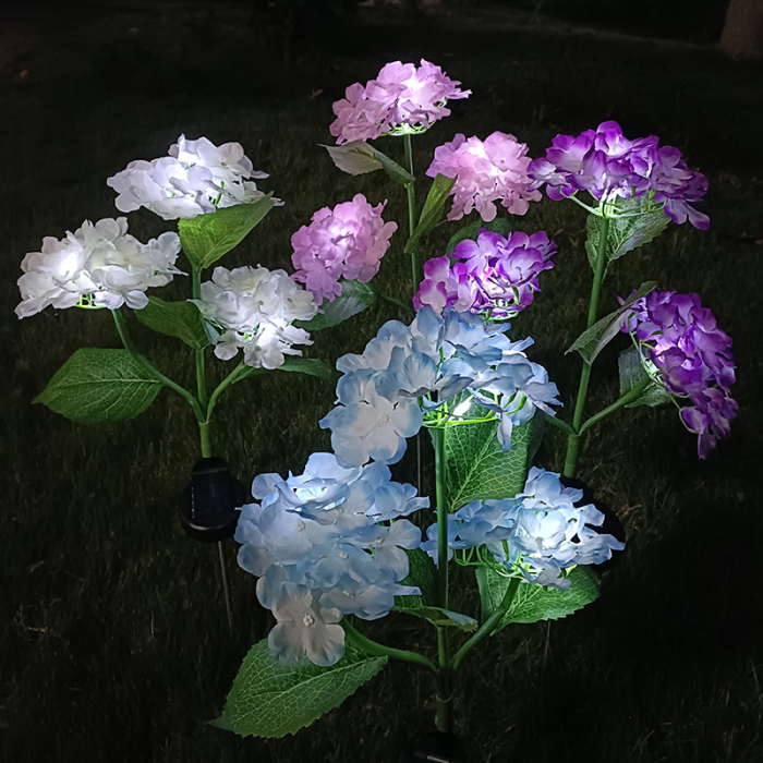 Set 2x Lampa Solara Decorativa Hortensie, 70cm, iluminare LED, IP66, panou solar integrat [5]
