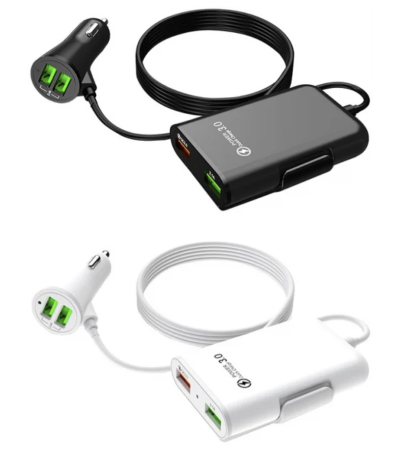 CASA SI GRADINA - Incarcator auto, 4 in 1, 12V/32V USB QC3.0, 40W, cablu de 1,7 m