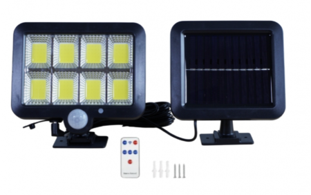 LAMPI SOLARE STRADALE - Lampi Solare INNOVA Smart Home, baterie 1800Mah, 160 LED COB, 8 Cadrane, Senzor Miscare, Panou Detașabil, IP66 + Telecomandă