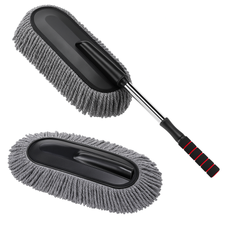 Stergere si uscare - Set Perie Auto Curatare Caroserie cu Maner Extensibil si Cap de Schimb – Microfibra Densa, Ultra Absorbanta