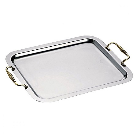 Tavi inox cu maner - Tava cu maner aurit 30 cm ROMA
