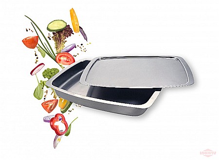 Bio inox, IoBio, EatItaly - Tava pentru cuptor, cu capac 29,5x19cm