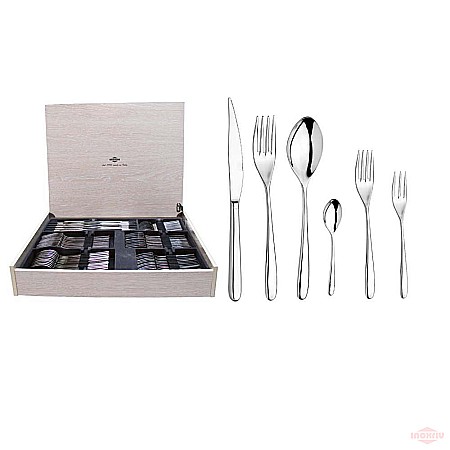 Set tacam Novecento, Inoxriv, 72 piese, cutie lemn