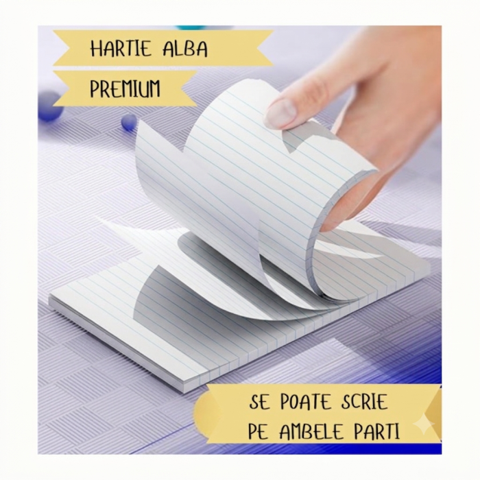 10 x Bloc notes A5, Bloc notite - Set 10 Bucati x 50 File, Hartie Alba Dictando 80 gr, Lipire Premium [2]