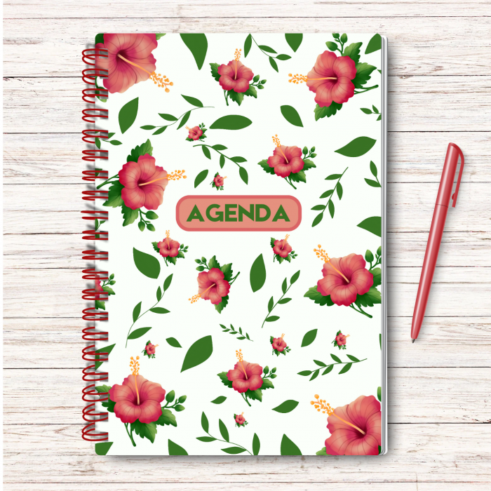 Agenda A4 Handmade cu DOTS - Agenda Handmade Hardcover - Bullet Journal Handmade cu 120 de pagini Liniatura Punctata, Coperta Cartonata 1.5 mm, Coperta Lucioasa si Tematica Florala [1]