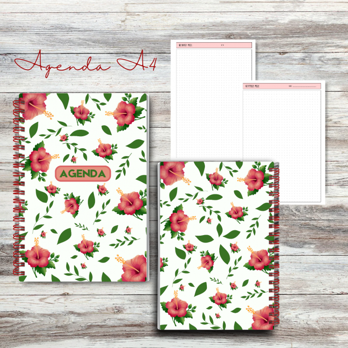 Agenda A4 Handmade cu DOTS - Agenda Handmade Hardcover - Bullet Journal Handmade cu 120 de pagini Liniatura Punctata, Coperta Cartonata 1.5 mm, Coperta Lucioasa si Tematica Florala [3]
