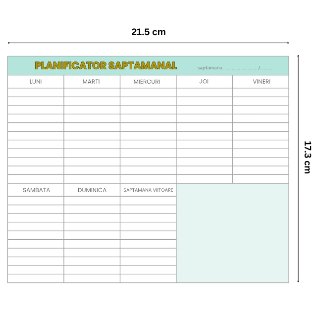 Blocnotes A4 landscape, Bloc Notite Planificator Saptamanal si Zilnic 2025 - Planificator pentru Studenti si Profesionisti, 21 cm x 29.7 cm, 52 de File - Romana [2]