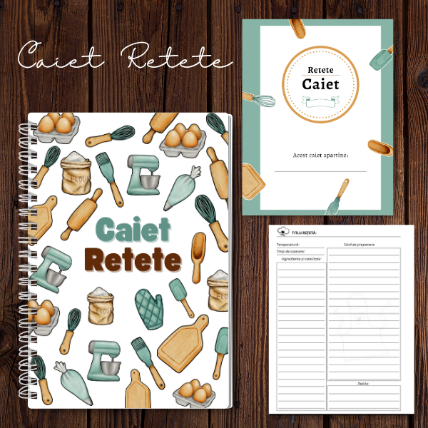 Caiet pentru retete A4 - 120 de pagini, coperti cartonate si spirala argintie, usor de rasfoit – agenda perfecta pentru cele mai importante retete ale tale [6]