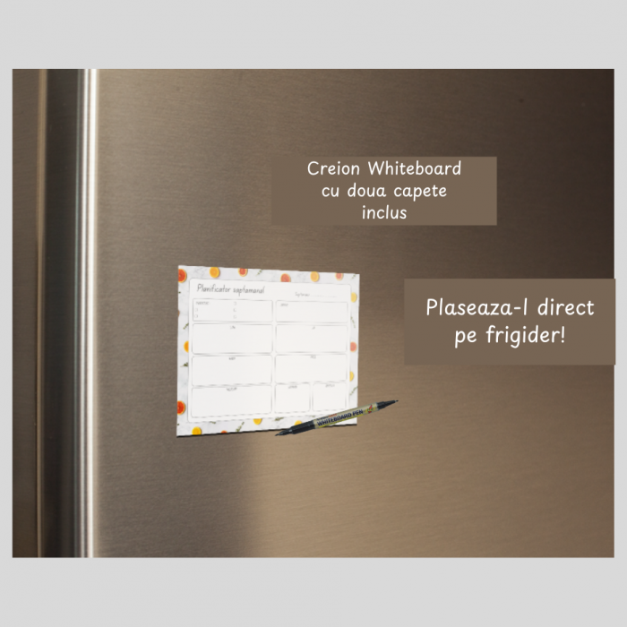 Tabla Magnetica de Frigider - Planificator Saptamanal Reutilizabil cu Marker Whiteboard inclus – Organizare Simplificata, Oricand la Indemana [3]