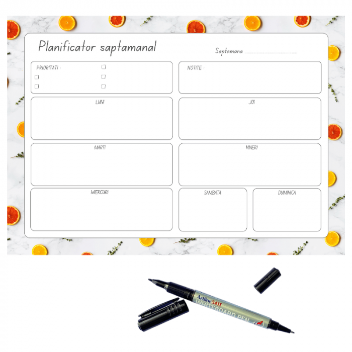 Tabla Magnetica de Frigider - Planificator Saptamanal Reutilizabil cu Marker Whiteboard inclus – Organizare Simplificata, Oricand la Indemana [1]