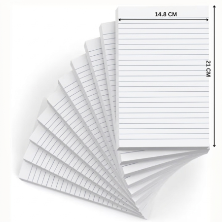 10 x Bloc notes A5, Bloc notite - Set 10 Bucati x 50 File, Hartie Alba Dictando 80 gr, Lipire Premium [3]