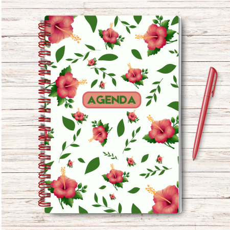 AGENDE - Agenda A4 Handmade cu DOTS - Agenda Handmade Hardcover - Bullet Journal Handmade cu 120 de pagini Liniatura Punctata, Coperta Cartonata 1.5 mm, Coperta Lucioasa si Tematica Florala