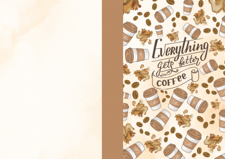 ☕ Carnetel A6 Handmade cu Tematica Cafea - 50 de foi veline/albe – "Everything gets better with a coffee" [4]