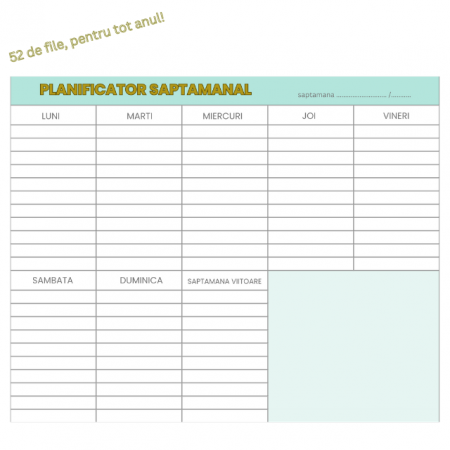 Blocnotes A4 landscape, Bloc Notite Planificator Saptamanal si Zilnic 2025 - Planificator pentru Studenti si Profesionisti, 21 cm x 29.7 cm, 52 de File - Romana [2]