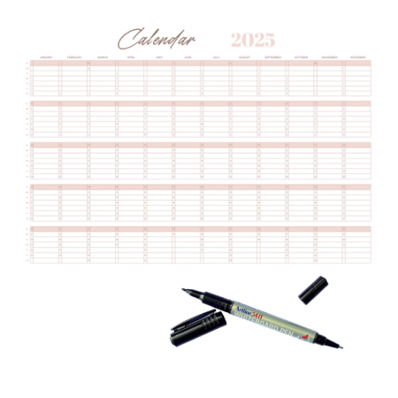 PLANNERE MAGNETICE ȘI ORGANIZATOARE REUTILIZABILE - Calendar Magnetic Anual A3 Reutilizabil pentru Frigider cu Marker WhiteBoard inclus – Handmade in Atelierul de Hartie
