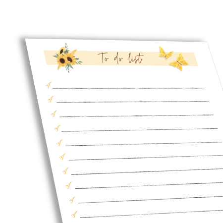 Planner To Do List A6 – Bloc de Notite cu Foi Detasabile in Latura Superioara - 100 File Dictando | Design Floarea Soarelui Handmade [3]