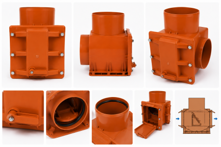 Fitinguri canalizare exterior - Clapeta antiretur canalizare exterioara VALROM cu inchizator — Instaltub