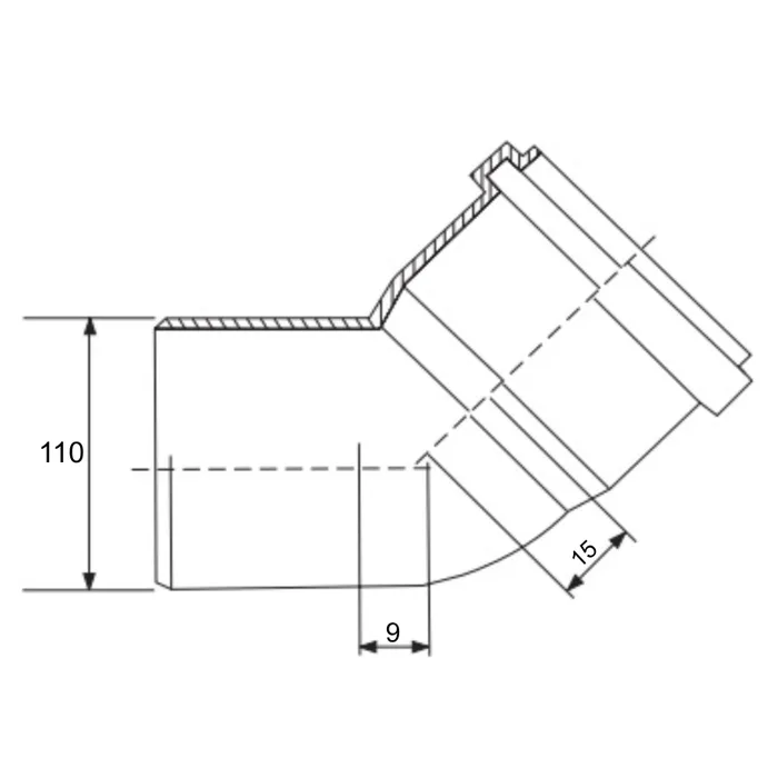 Cot canalizare din PVC la unghi de 15 grade [1]