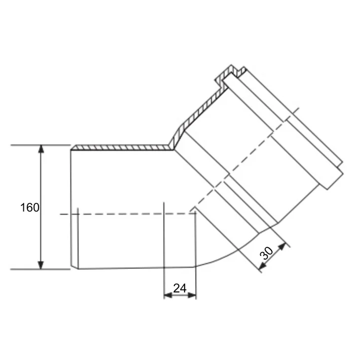 Cot canalizare din PVC la unghi de 30 grade [1]
