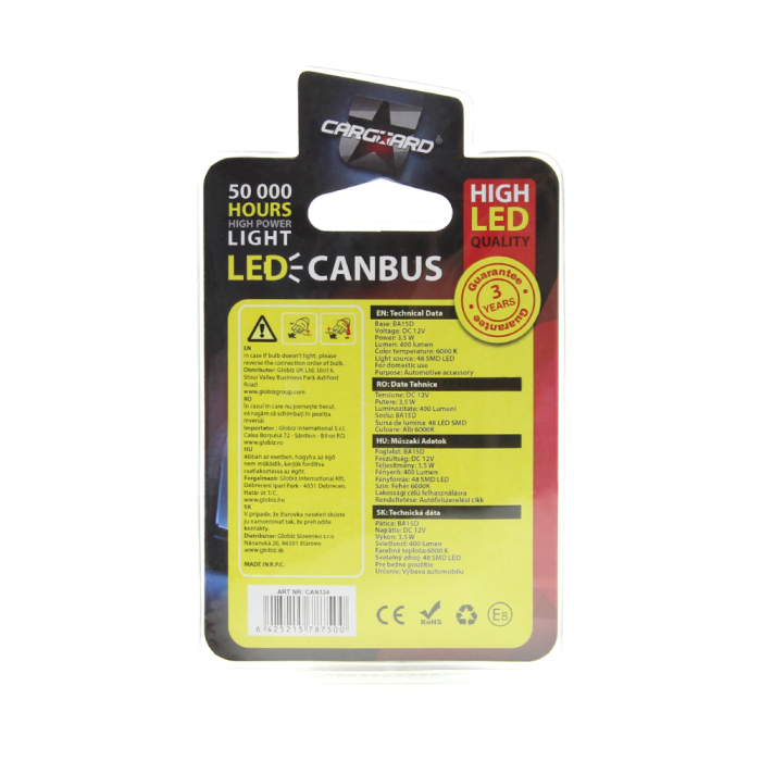 LED BA15D CAN-Bus 400lm 6000K Stop/Marsarier Auto Set 2 buc [6]
