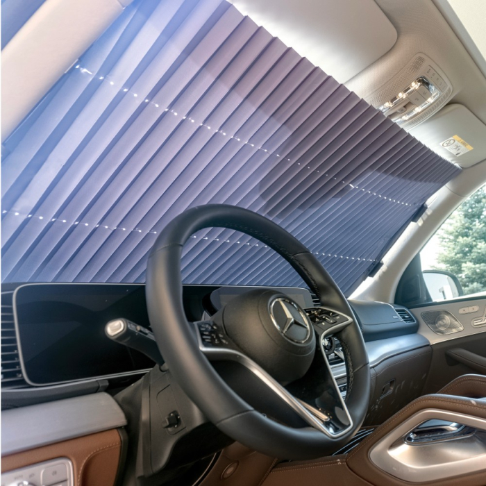 Parasolar auto retractabil 150 x 70cm ventuze puternice protecție [3]