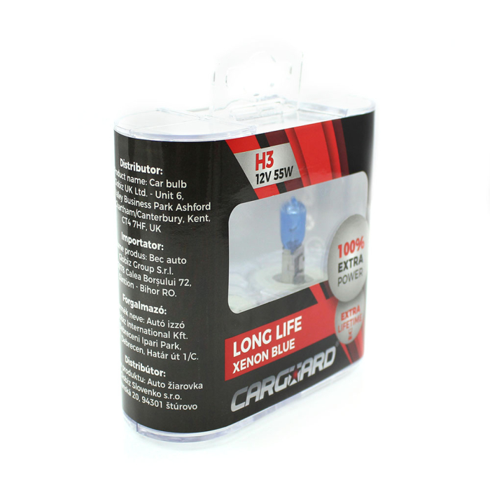 Set 2 Becuri Halogen H3 55W +100% Long Life CarGuard [5]